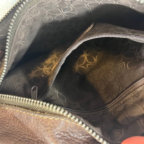 VTG Fossil Sutter Multi-Pocket Messenger Crossbody Pebbled Finish Leather Bag - Picture 7 of 16